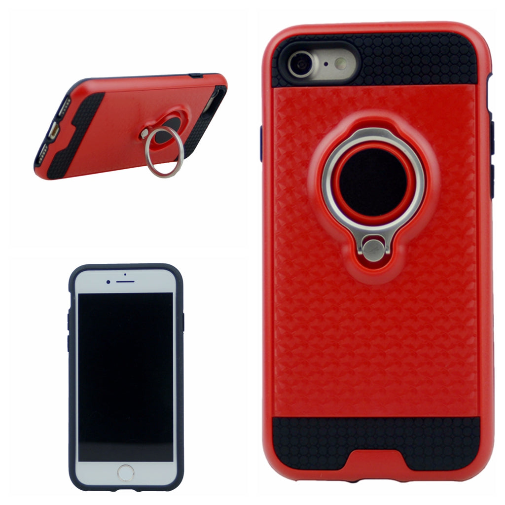 Anti-Drop PC Hard Armor Case Inner Soft TPU with 360 Degree Rotating Ring Holder for iPhone 7, 8, SE(20) 4.7"