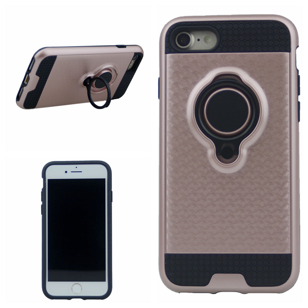 Anti-Drop PC Hard Armor Case Inner Soft TPU with 360 Degree Rotating Ring Holder for iPhone 7, 8, SE(20) 4.7"