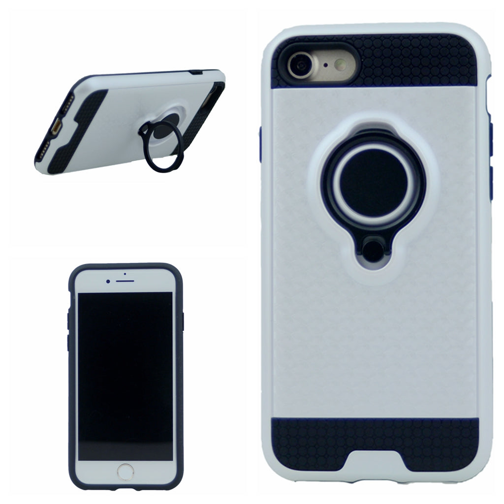Anti-Drop PC Hard Armor Case Inner Soft TPU with 360 Degree Rotating Ring Holder for iPhone 7, 8, SE(20) 4.7"