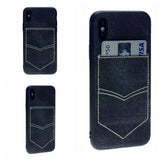 PC+TPU [1 Card] Wallet Card Slot Holder Denim Fabric Back Cover For iPhone X(10), iPhone XS 5.8"