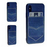 PC+TPU [1 Card] Wallet Card Slot Holder Denim Fabric Back Cover For iPhone X(10), iPhone XS 5.8"