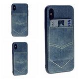 PC+TPU [1 Card] Wallet Card Slot Holder Denim Fabric Back Cover For iPhone X(10), iPhone XS 5.8"
