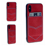 PC+TPU [1 Card] Wallet Card Slot Holder Denim Fabric Back Cover For iPhone X(10), iPhone XS 5.8"
