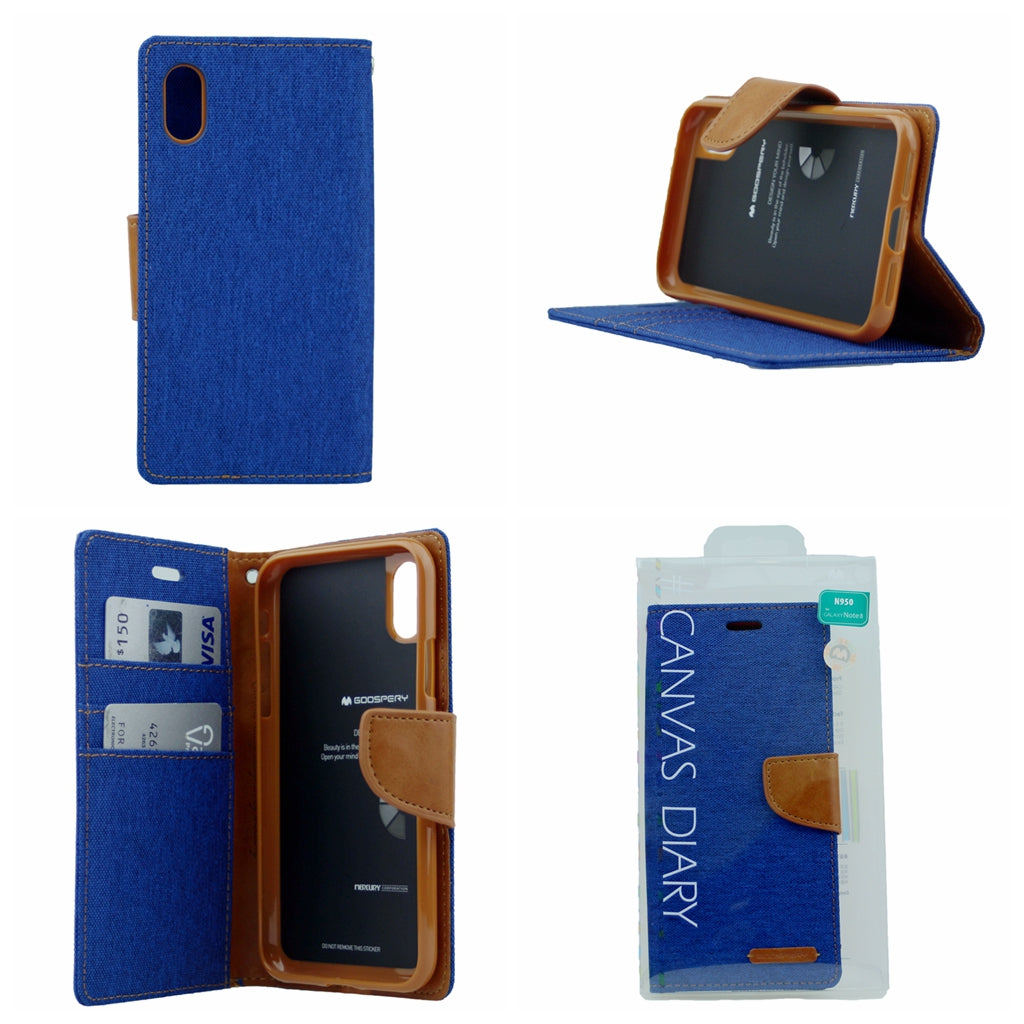 Goospery Canvas iPhone X(10), iPhone XS Wallet Case (5.8 inches) Denim Stand Flip Cover