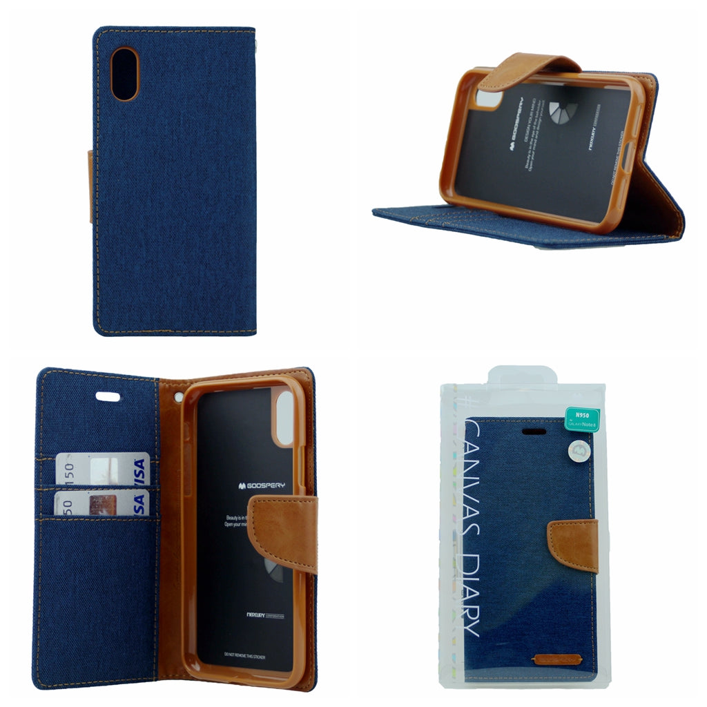 Goospery Canvas iPhone XR Wallet Case (6.1 inches) Denim Stand Flip Cover