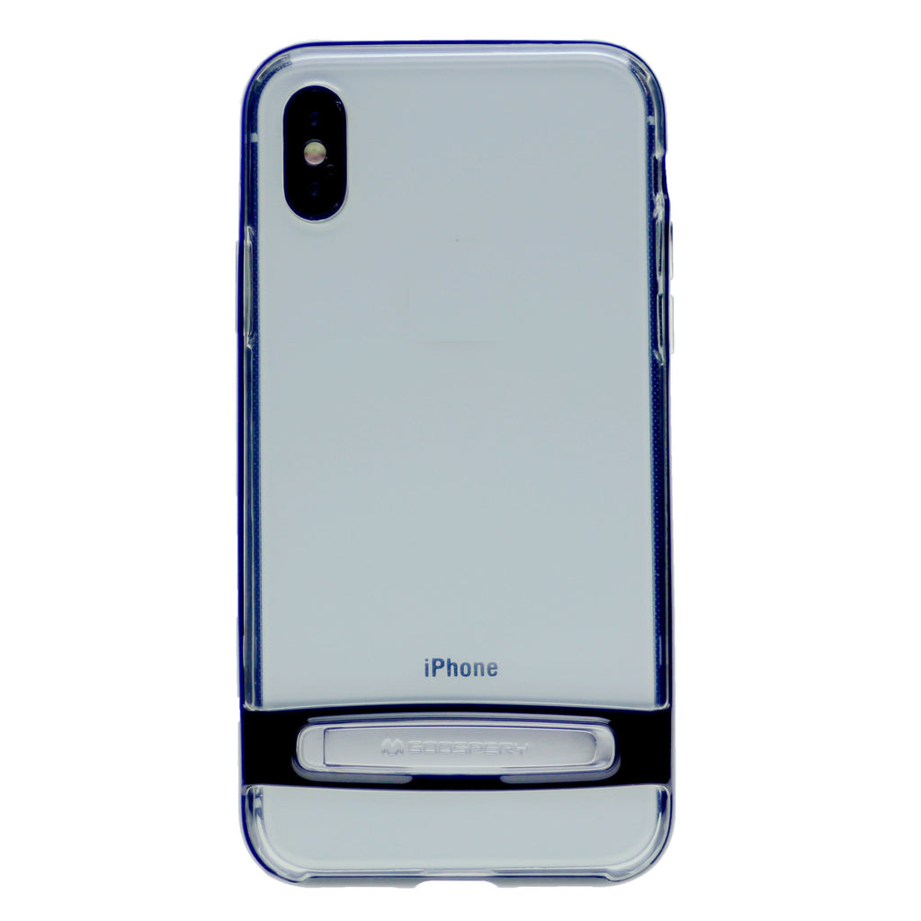 GOOSPERY for iPhone XR(6.1 inches) Detachable Electroplating Bumper Frame + TPU Shockproof Protective Back Cover Case with Holder