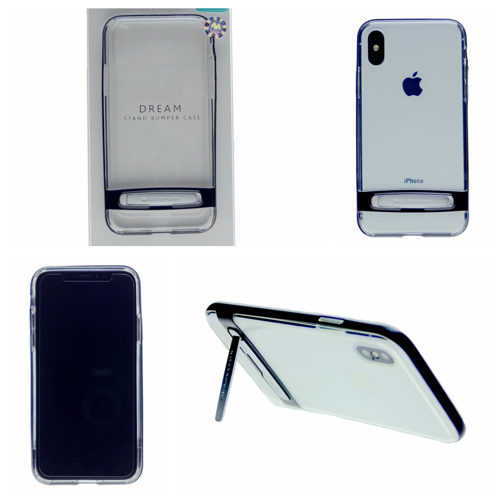 GOOSPERY for iPhone X(10), iPhone XS(5.8 inches) Detachable Electroplating Bumper Frame + TPU Shockproof Protective Back Cover Case with Holder