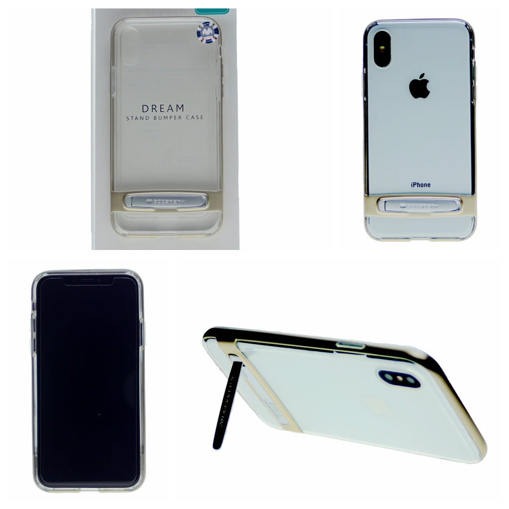 GOOSPERY for iPhone X(10), iPhone XS(5.8 inches) Detachable Electroplating Bumper Frame + TPU Shockproof Protective Back Cover Case with Holder