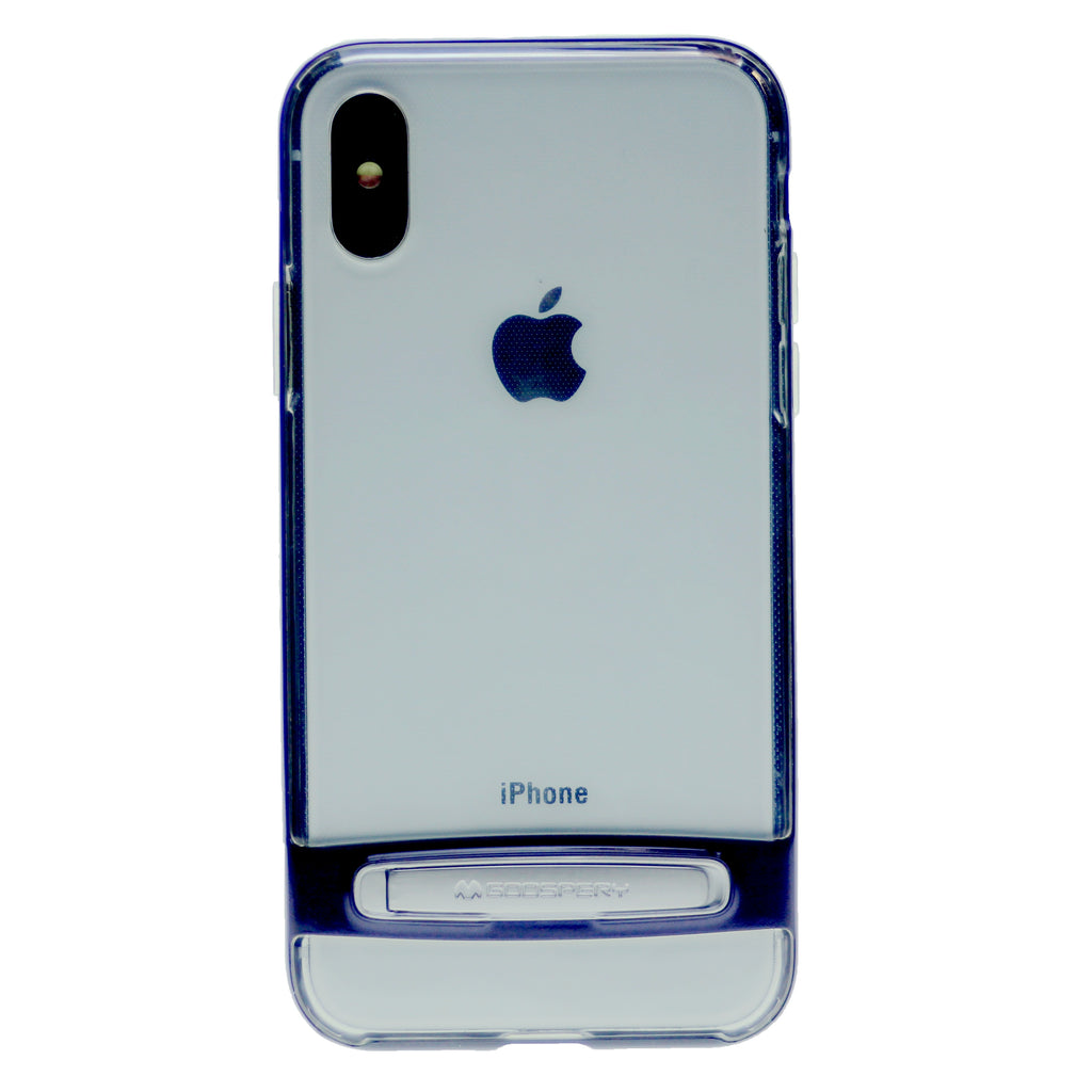 GOOSPERY for iPhone XR(6.1 inches) Detachable Electroplating Bumper Frame + TPU Shockproof Protective Back Cover Case with Holder