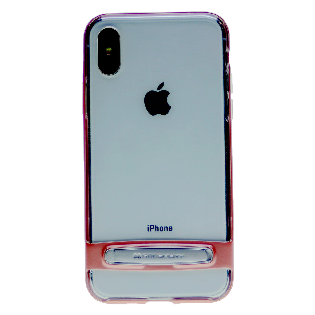 GOOSPERY for iPhone XR(6.1 inches) Detachable Electroplating Bumper Frame + TPU Shockproof Protective Back Cover Case with Holder