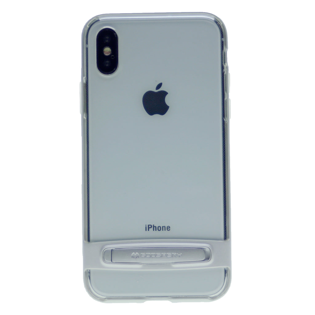 GOOSPERY for iPhone XR(6.1 inches) Detachable Electroplating Bumper Frame + TPU Shockproof Protective Back Cover Case with Holder