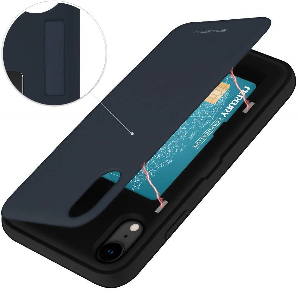 Goospery iPhone XR (6.1 inches) Wallet Case with Card Holder, Protective Dual Layer Bumper Phone Case