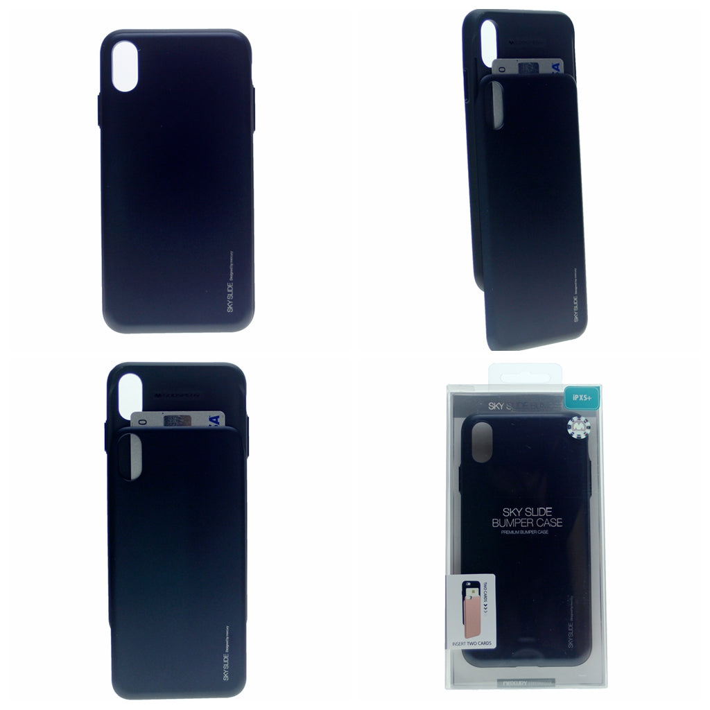 Sliding Card Holder GOOSPERY Protective Dual Layer Bumper [TPU+PC] Cover with Card Slot Wallet For iPhone XR 6.1"