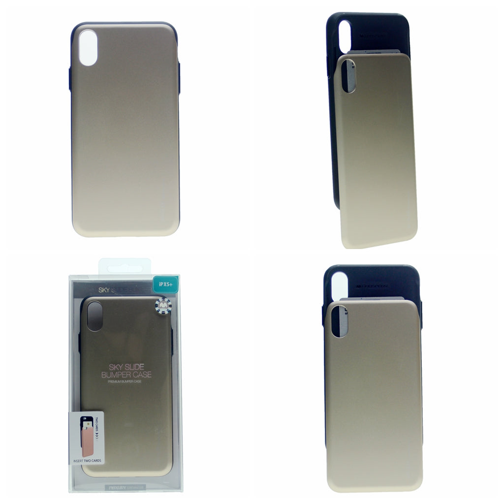 Sliding Card Holder GOOSPERY Protective Dual Layer Bumper [TPU+PC] Cover with Card Slot Wallet For iPhone XR 6.1"