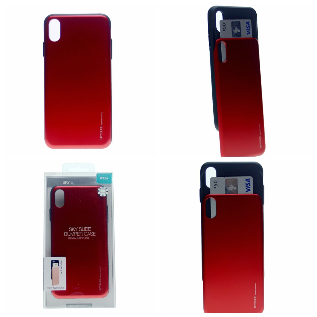 Sliding Card Holder GOOSPERY Protective Dual Layer Bumper [TPU+PC] Cover with Card Slot Wallet For iPhone XR 6.1"