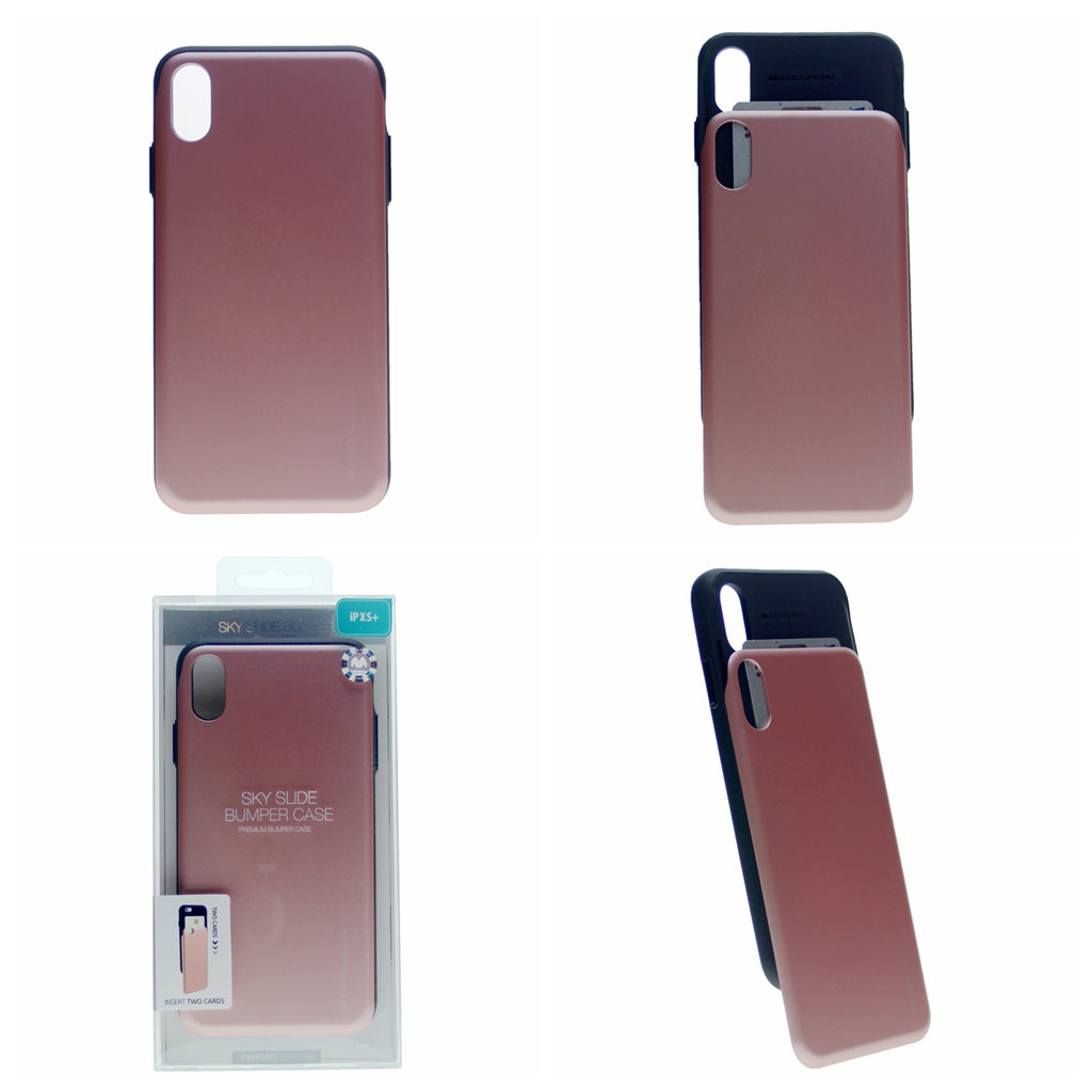 Sliding Card Holder GOOSPERY Protective Dual Layer Bumper [TPU+PC] Cover with Card Slot Wallet For iPhone XR 6.1"