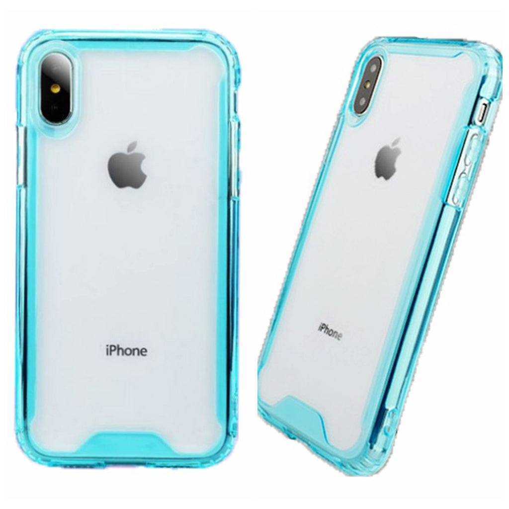 Soft Color Bumper TPU Combine w/Transparent PC Back Cover Case For iPhone XR 6.1"