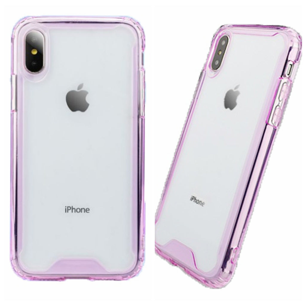 Soft Color Bumper TPU Combine w/Transparent PC Back Cover Case For iPhone XR 6.1"