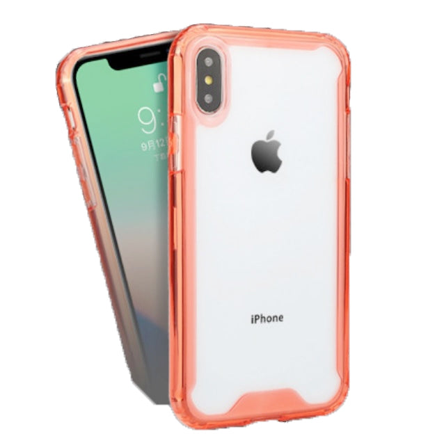 Soft Color Bumper TPU Combine w/Transparent PC Back Cover Case For iPhone XR 6.1"