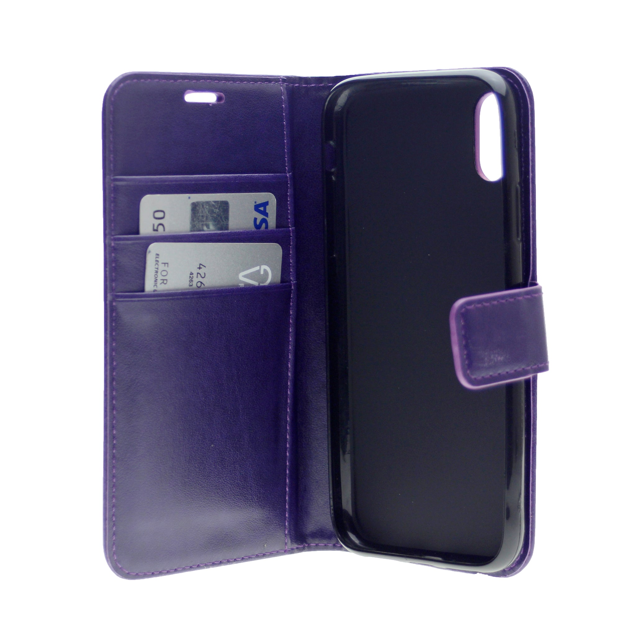 Simulate Leather Folio Wallet Flip Case 3 Card Slot w/Magnetic Clip Cover For Iphone XR 6.1"
