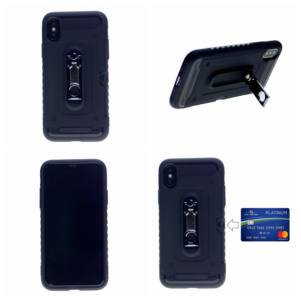 Hummer Hybrid Armor TPU PC Stand Card Slot Case For iPhone X/XS 5.8"