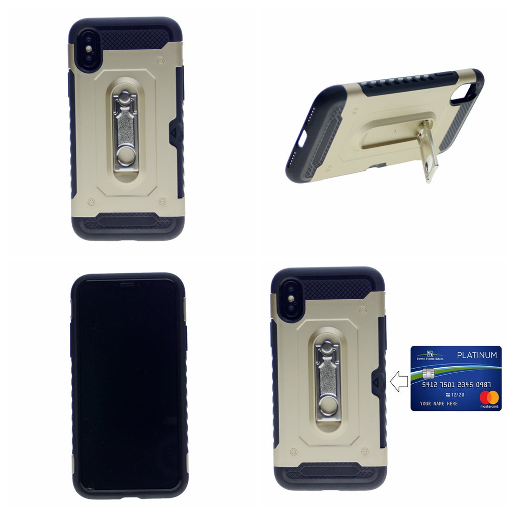 Hummer Hybrid Armor TPU PC Stand Card Slot Case For iPhone XS Max 6.5"