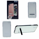 Slim Clear Tpu + Hard Frame Rubber Bumper For iPhone XR 6.1" with Metal Kickstand Case