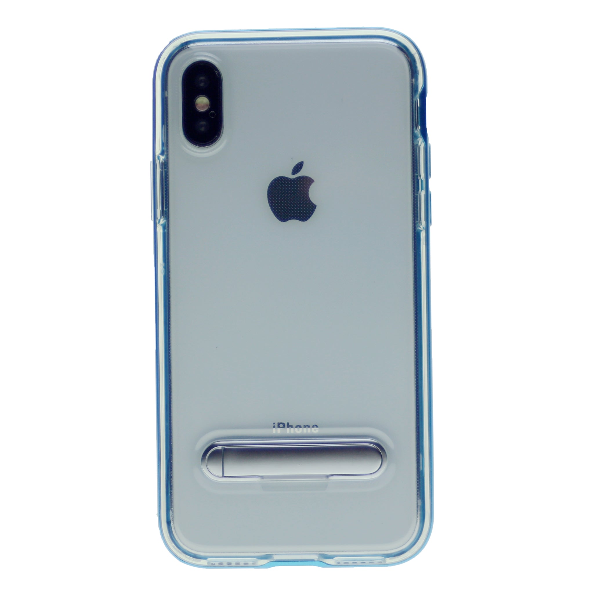 Slim Clear Tpu + Hard Frame Rubber Bumper For iPhone X(10), iPhone XS 5.8" with Metal Kickstand Case