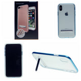 Slim Clear Tpu + Hard Frame Rubber Bumper For iPhone XR 6.1" with Metal Kickstand Case