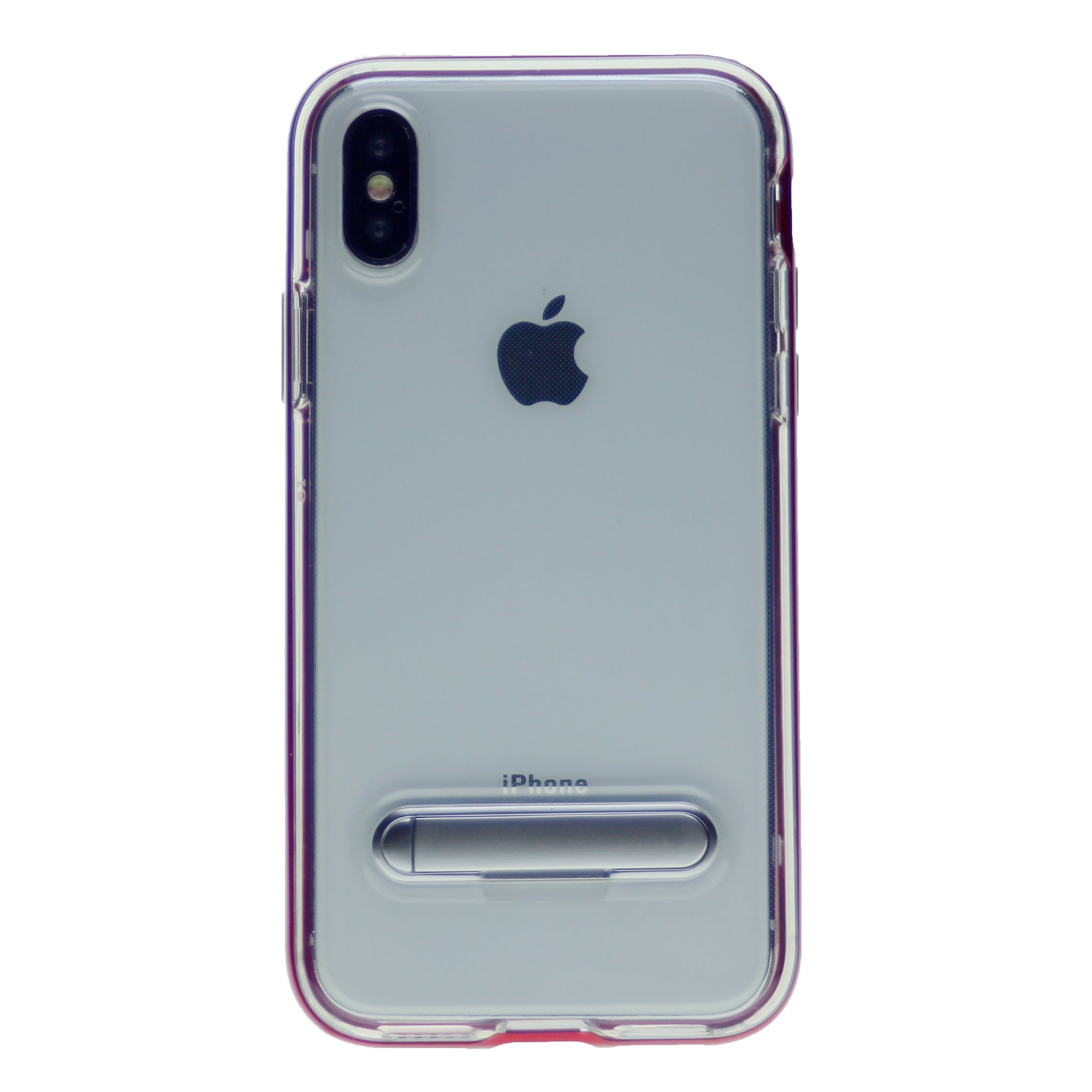 Slim Clear Tpu + Hard Frame Rubber Bumper For iPhone XR 6.1" with Metal Kickstand Case