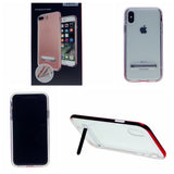 Slim Clear Tpu + Hard Frame Rubber Bumper For iPhone XR 6.1" with Metal Kickstand Case