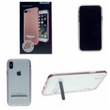 Slim Clear Tpu + Hard Frame Rubber Bumper For iPhone XR 6.1" with Metal Kickstand Case