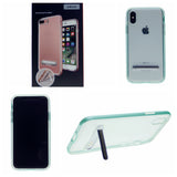 Slim Clear Tpu + Hard Frame Rubber Bumper For iPhone XR 6.1" with Metal Kickstand Case