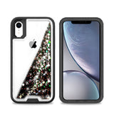 Liquid Bling Bling Sparkle Glitter 3 Layers Transparent Defender Armor Case For iPhone XR 6.1"