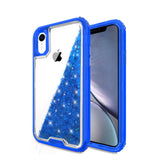 Liquid Bling Bling Sparkle Glitter 3 Layers Transparent Defender Armor Case For iPhone XR 6.1"