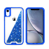 Liquid Bling Bling Sparkle Glitter 3 Layers Transparent Defender Armor Case For iPhone XR 6.1"