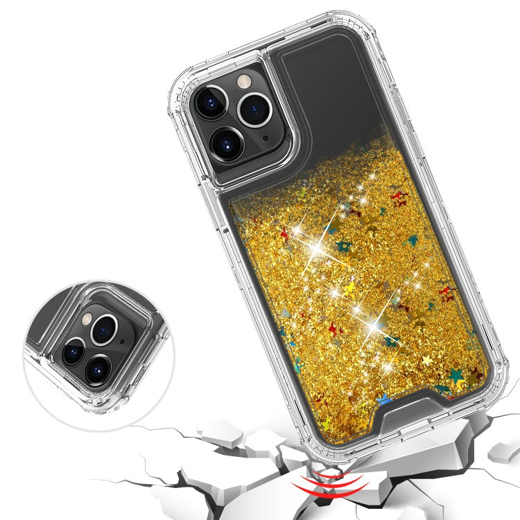 Liquid Bling Bling Sparkle Glitter 3 Layers Transparent Defender Armor Case For iPhone 11 Pro Max 6.5"