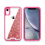 Liquid Bling Bling Sparkle Glitter 3 Layers Transparent Defender Armor Case For iPhone XR 6.1"