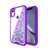 Liquid Bling Bling Sparkle Glitter 3 Layers Transparent Defender Armor Case For iPhone XR 6.1"