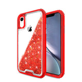 Liquid Bling Bling Sparkle Glitter 3 Layers Transparent Defender Armor Case For iPhone XR 6.1"