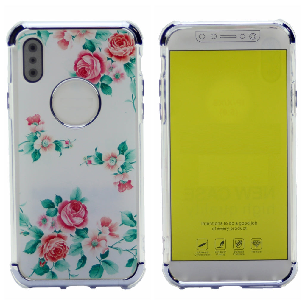 Flower Pattern Design Soft & Flexible TPU Thin Shockproof Case Cover For iPhone X(10), iPhone XS 5.8"