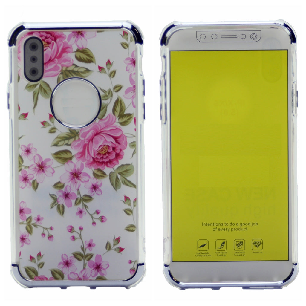 Flower Pattern Design Soft & Flexible TPU Thin Shockproof Case Cover For iPhone X(10), iPhone XS 5.8"