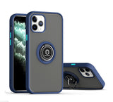 360 Degrees Rotating Metal Ring Kickstand, Heavy Duty Shockproof Protective Cover Rubber Hybrid Matte Clear Case For iPhone 12/12Pro