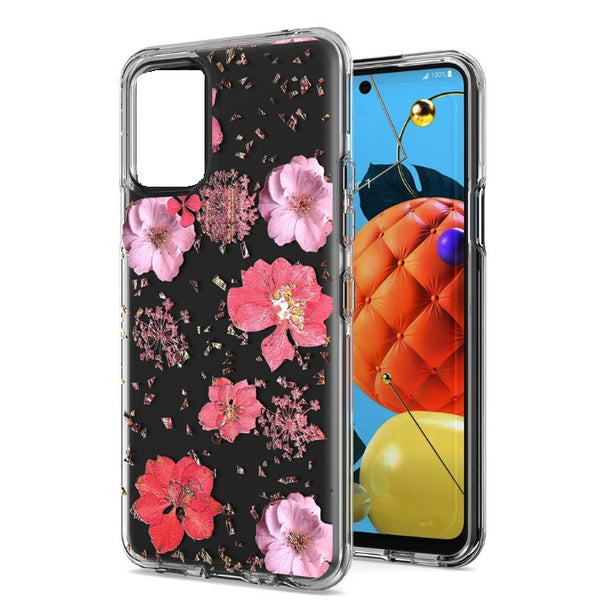 Embossing Flower Print PC+TPU Transparent Hybrid Rugged Armor Case For iPhone 12, iPhone 12 Pro 6.1