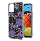Embossing Flower Print PC+TPU Transparent Hybrid Rugged Armor Case For iPhone 12, iPhone 12 Pro 6.1"