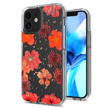 Embossing Flower Print PC+TPU Transparent Hybrid Rugged Armor Case For iPhone 11 6.1"