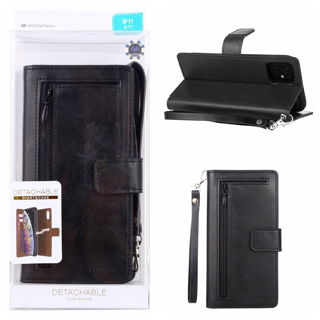 GOOSPERY Detachable Diary Horizontal Flip Leather Case with Holder & Card Slots & Zipper & Wallet For iPhone 11 Pro Max 6.5"