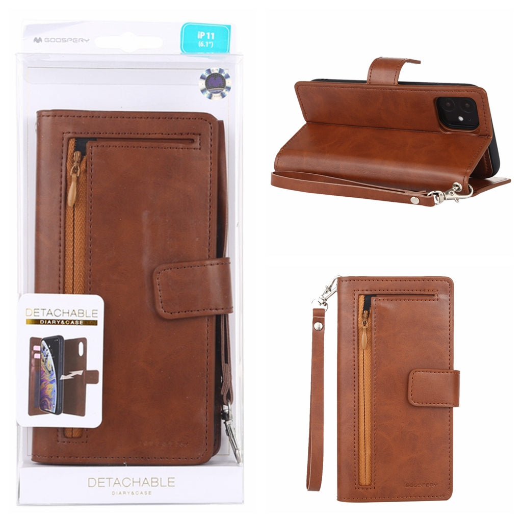 GOOSPERY Detachable Diary Horizontal Flip Leather Case with Holder & Card Slots & Zipper & Wallet For iPhone 11 Pro Max 6.5"