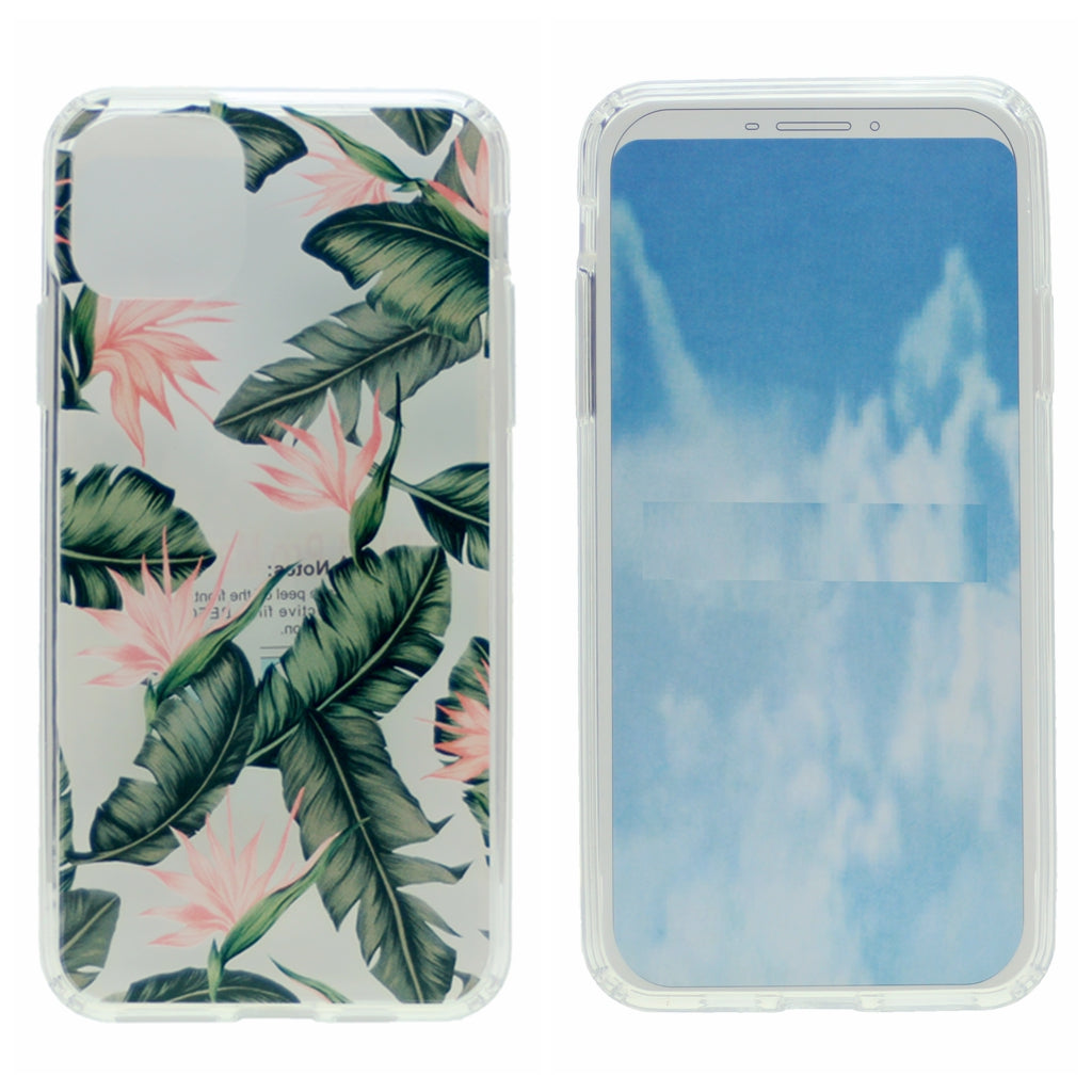 Hard PC Back w/ TPU Bumper+Flower Design Cover Phone Case for iPhone 11 Pro 5.8"