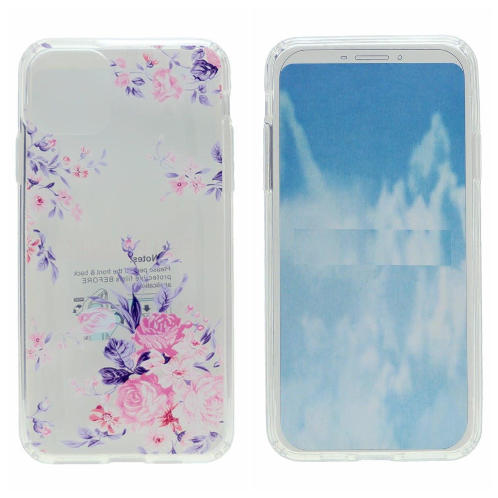 Hard PC Back w/ TPU Bumper+Flower Design Cover Phone Case for iPhone 11 Pro 5.8"